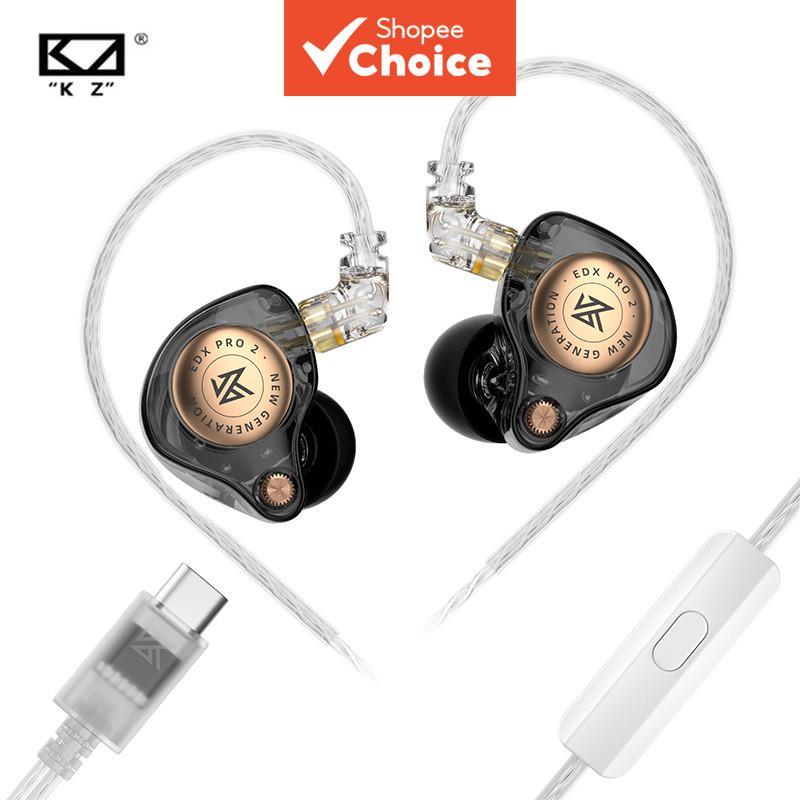 KZ EDX Pro 2 Fones De Ouvido Com Fio HiFi Som Estéreo Driver Dinâmico Magnético Duplo Monitor Intra-Auricular Choque Bai