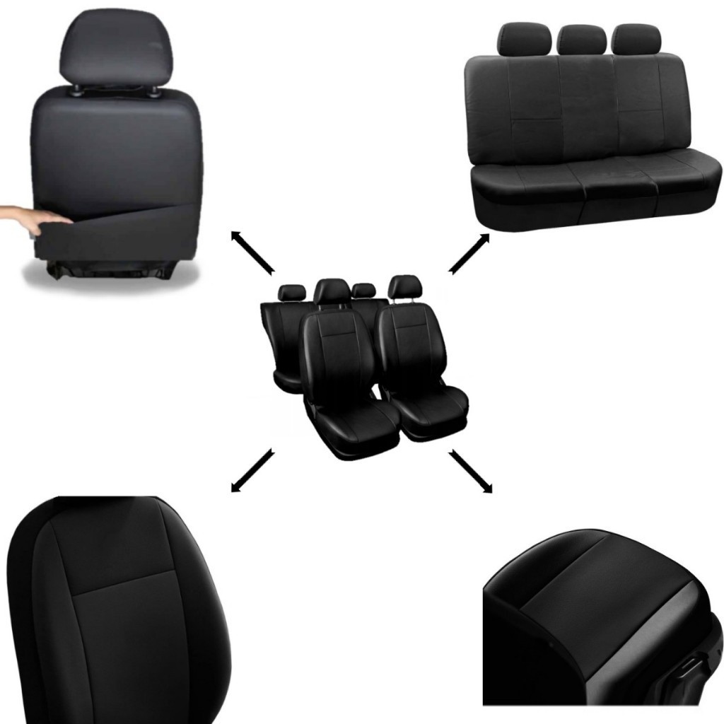 Capas De Banco Carro 100% Couro Peugeot Impermeável C/ Porta Revistas Premium Todos Carros Modelos — imagem 2 de 2