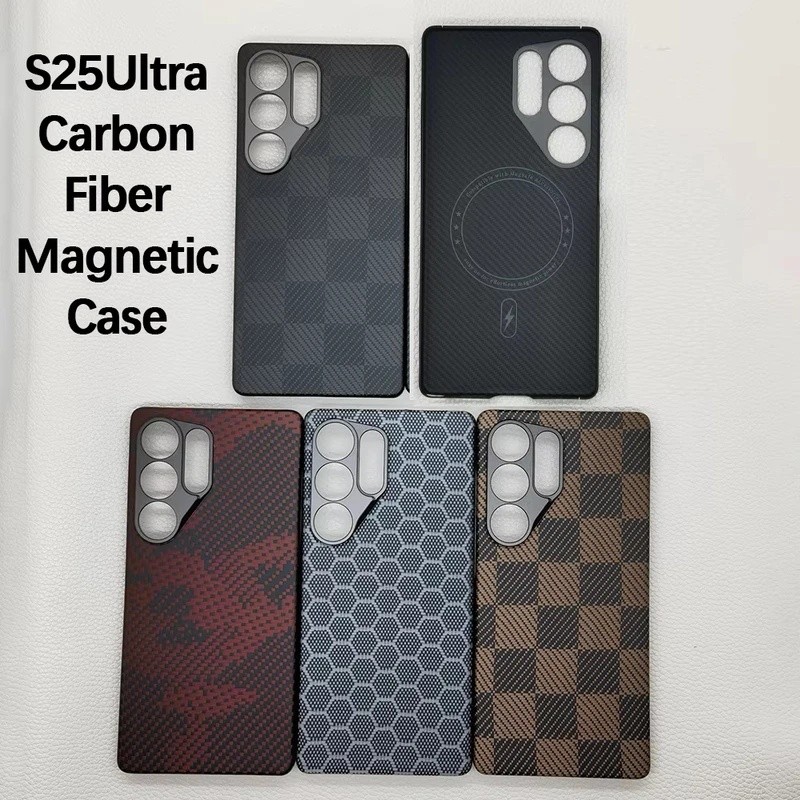 yyyKevlar Capa Magnética De Aramida Para Samsung Galaxy S25 Ultra Pura Fibra De 