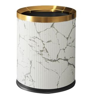Pequeno Cesto de Lixo Elegante para Banheiro, Cesto de Lixo de Metal Revestido de Couro, Aberto na Parte Superior, Escon