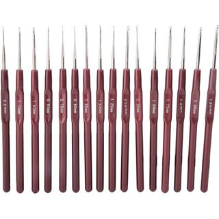 Conjunto de 16 Agulhas de Crochê, 0,5mm - 2,5mm, Agulhas de Tricô com Cabo Ergonômico, Agulhas de Crochê em Aço Inoxidáv