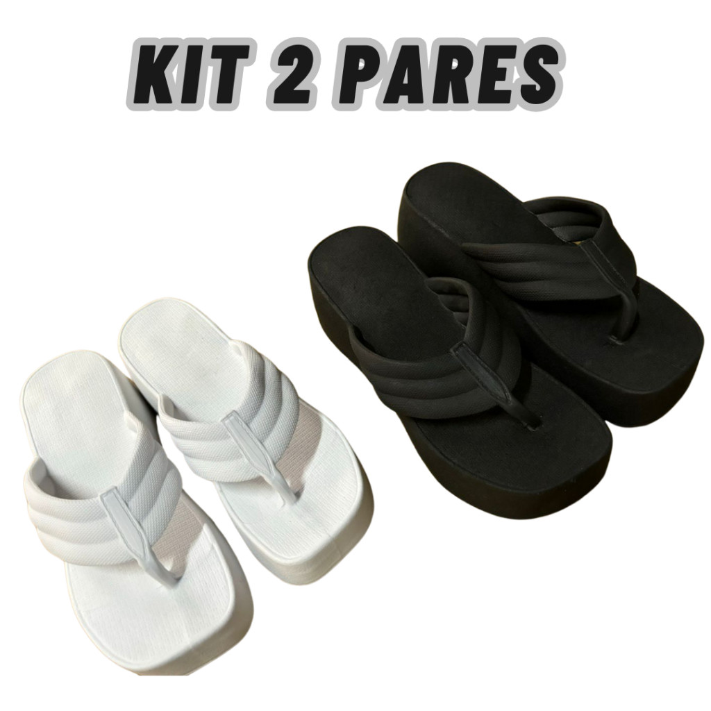 KIT 2 Pares Tamanco Delta Nuvem Feminino Plataforma Blogueiras