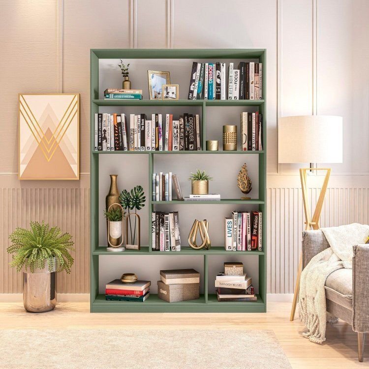 Estante de Livros 120CMX180CM 4 Prateleiras Seattle Yescasa Verde Verde Bellagio
