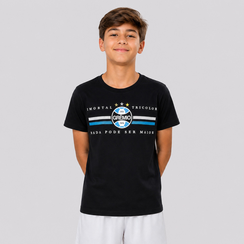 Camisa Grêmio Classic Juvenil Preta e Azul