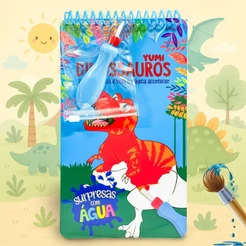Agua book / Aquabook com Pincel Para Colorir Com Agua Livro Infantil Dinossauros Animais