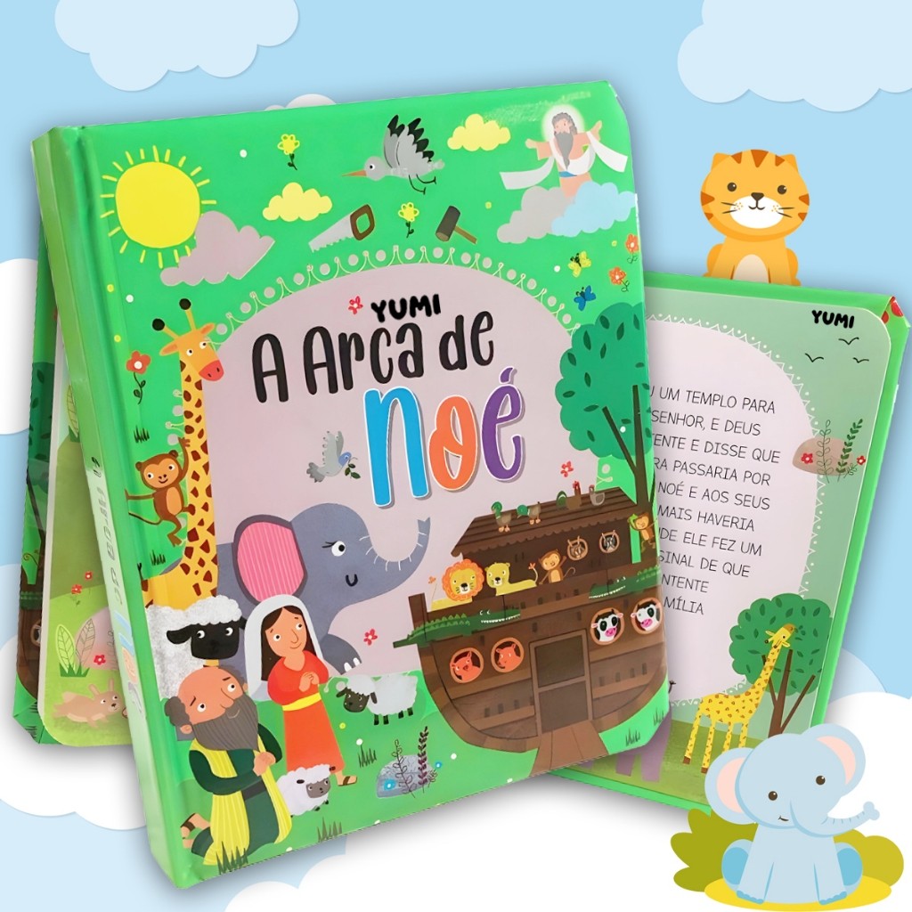 Livro Infantil A Arca De Noé Histórias Da Bíblia Almofadado Folhas Duras Premium Bíblia Infantil