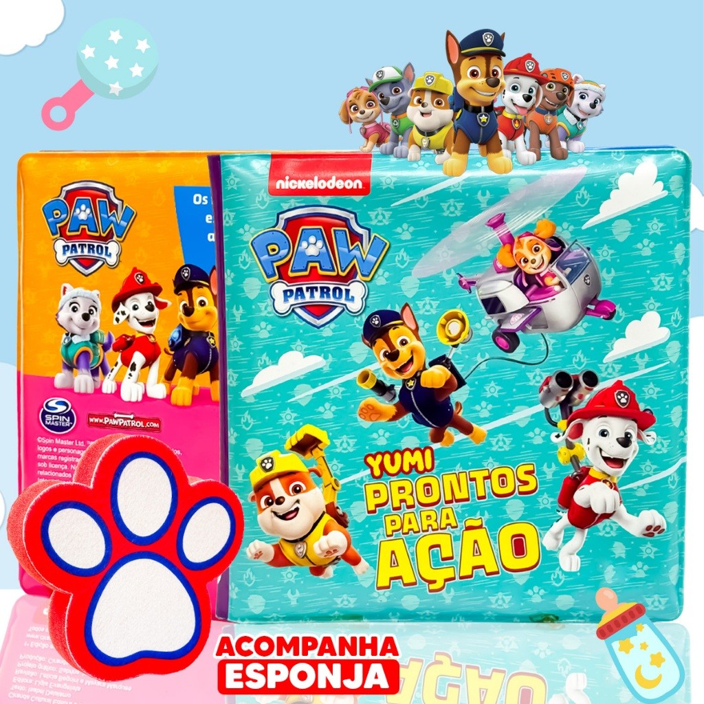 Livro + Esponja : Livrinho Do Bebê Para Hora Do Banho | Leitura Interativa E Sensorial Para Crianças - Patrulha Canina