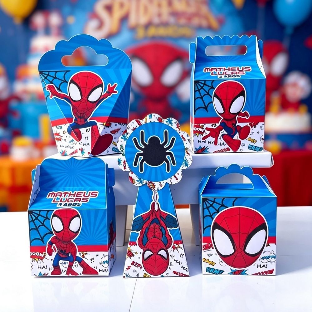Kit Festa Caixinhas HOMEM ARANHA CUTE  lembrancinhas personalizadas para aniversario infantil decoração mimos