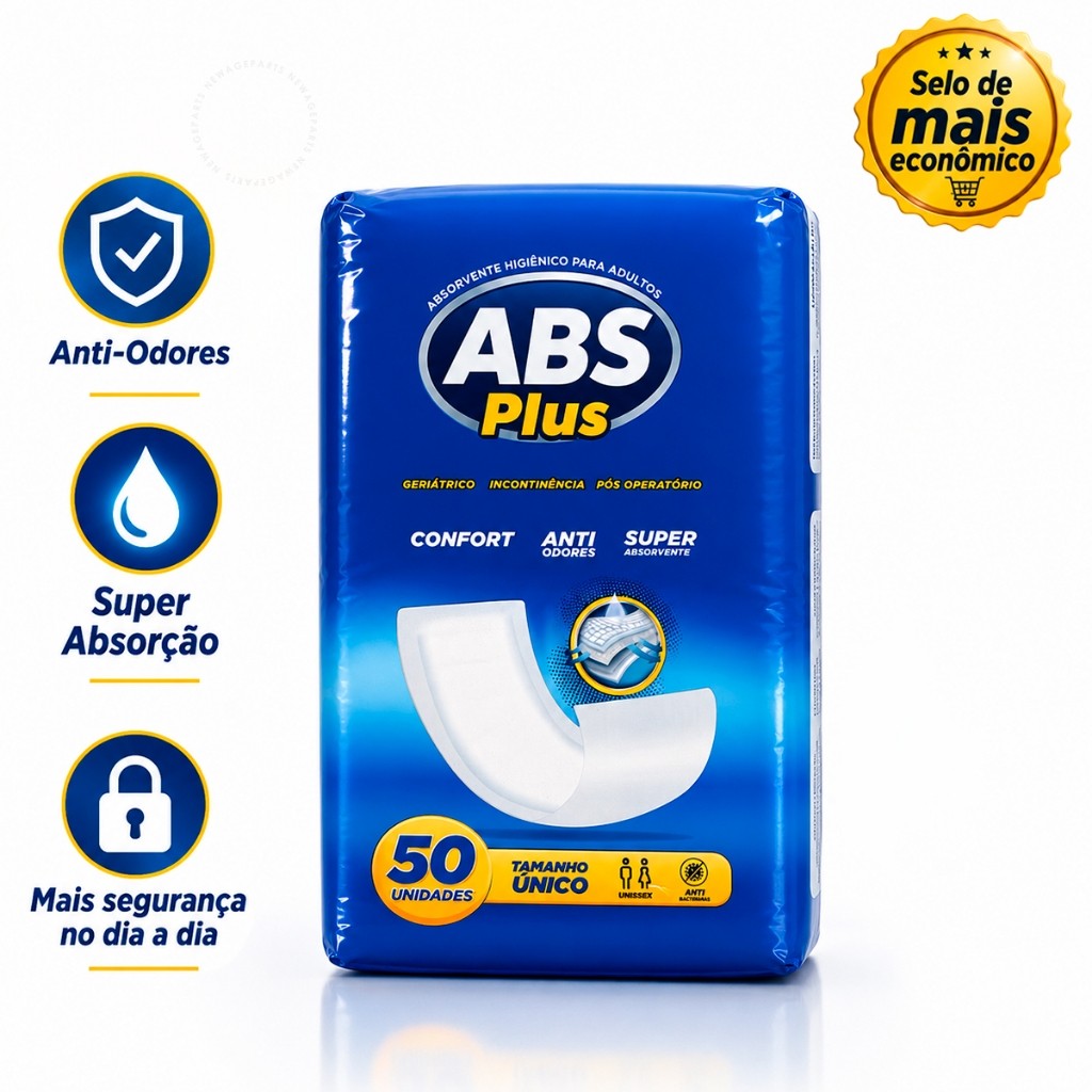 Absorvente Geriátrico Unissex Absorv Plus 50 100 150 ou 200 Unidades Alta Absorção Pós Operatório Incontinência Urinária