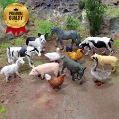 Kit 10 Animais de Brinquedo - Mini Animais de Borracha, Fazenda e Safari - Envio Rápido