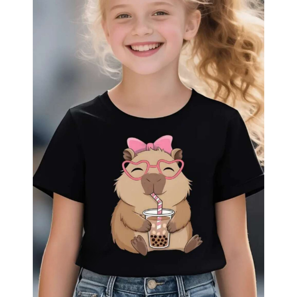 Camiseta Infantil Estampada Capivara Roupa Crianças 100% Algodão Cores Diversas T-Shirt Blusinha