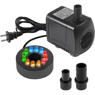 Bomba de Água Submersível de 15W com Luzes LED 260GPH para Aquários, Tanques de Peixes, Lagos, Jardins Aquáticos, Jardin