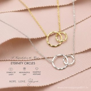 HOPE LOVE SHINE Colar Mãe e Filha, Círculos Entrelaçados Banhados a Prata Esterlina 14k, Presente de Joia Espanhola para