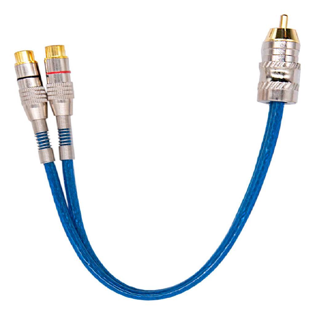 Imagem Cabo Rca Y 5mm 20cm Prime Plug Metal Svart 1 Macho 2 Fêmea