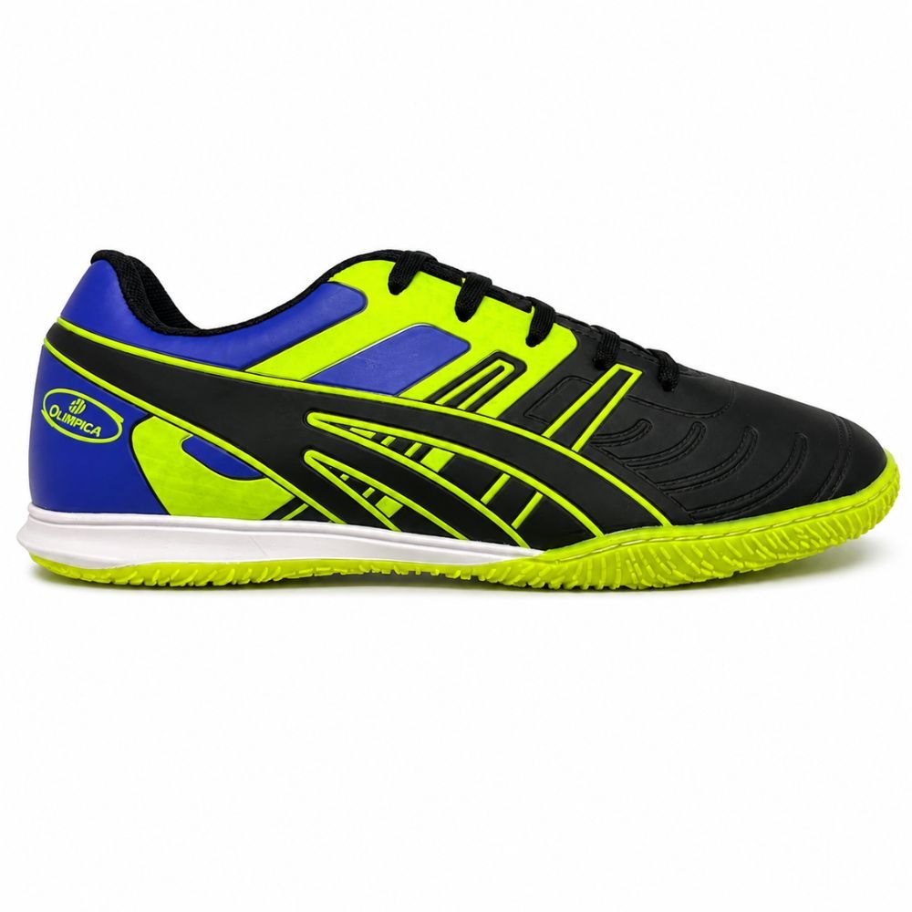 Chuteira Futsal Adulto Olimpica 5.0 Preto + Azul + Verde
