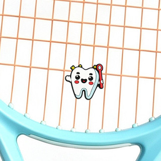 Amortecedor de tênis bonito dentes raquete de tênis amortecedor dos desenhos animados botão de um lado amortecimento amo