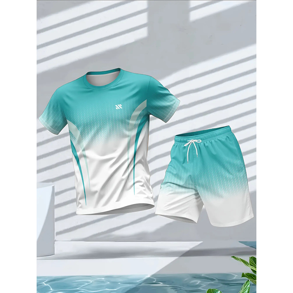 Terno esportivo casual masculino plus size com estampa 3D respirável confortável verão esportes ao ar livre terno de dua