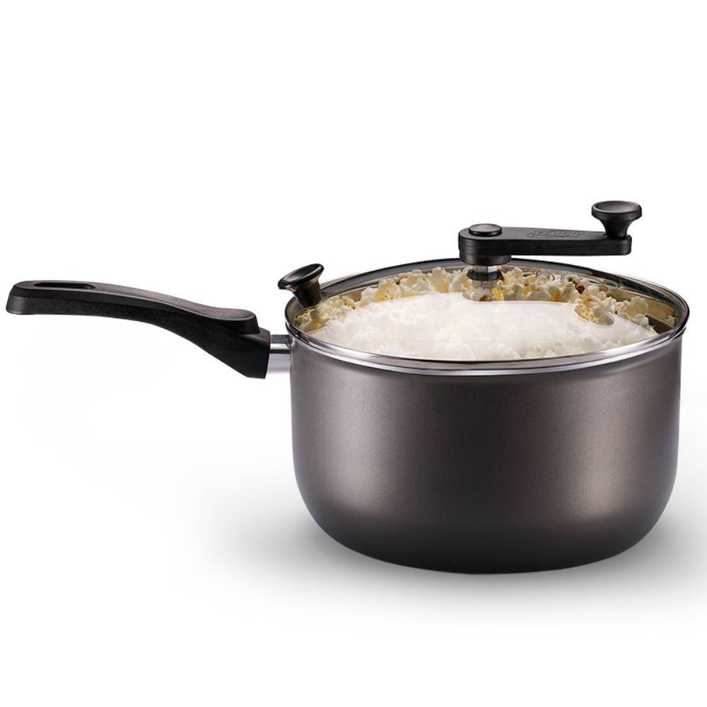 Pipoqueira antiaderente versátil 3,6L com tampa de vidro grafite - 8874 - MTA