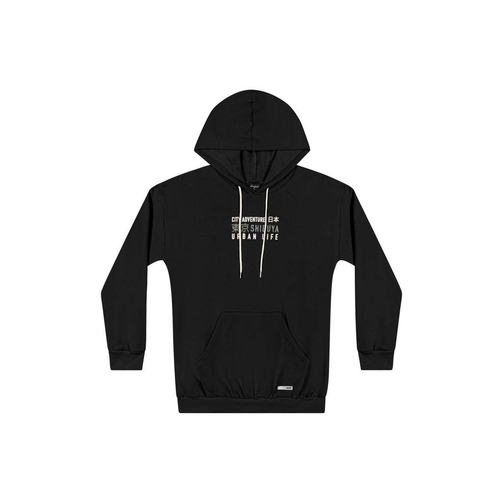 Blusão Oversize Juvenil Menina Capuz Beats Preto