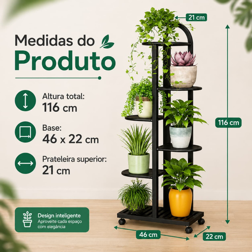 Com rodas 4/5/6/ níveis Suporte para plantas prateleira expositora para plantas de interior e exterior flores e plantas — imagem 2 de 2