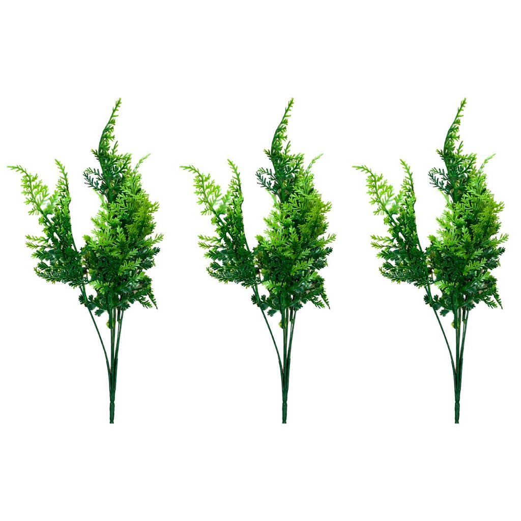 Kit 3 Buquê Samambaia Arbusto Artificial Folhagem Decoração