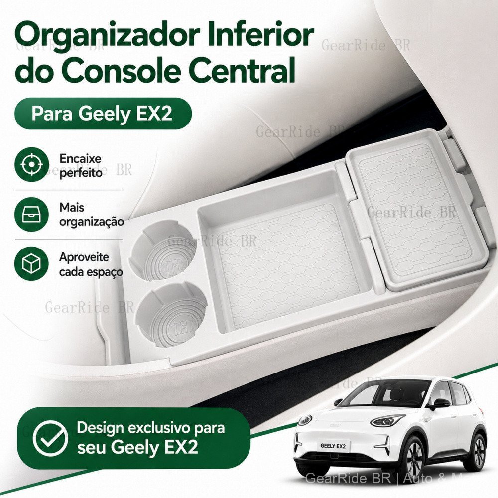 Organizador Inferior do Console Central Para Geely EX2 Caixa de Armazenamento em Silicone Acessórios Internos GearRideBR