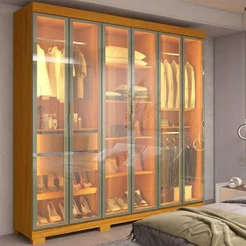 Guarda-Roupa Casal com 6 Portas Reflecta com Pés 100% MDF Império Marrom/Marrome Naturale