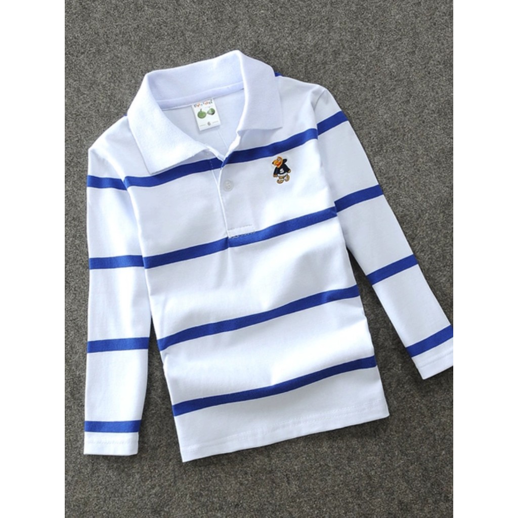 Meninos novo estilo topos primavera outono camisetas de manga comprida crianças outono listrado camisas de fundo médio g