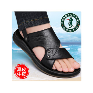 Oren Woodpecker Sandálias Masculinas Verão Casual Couro Sapatos de Praia Sola Macia Antiderrapante Sandálias Pai Chinelo
