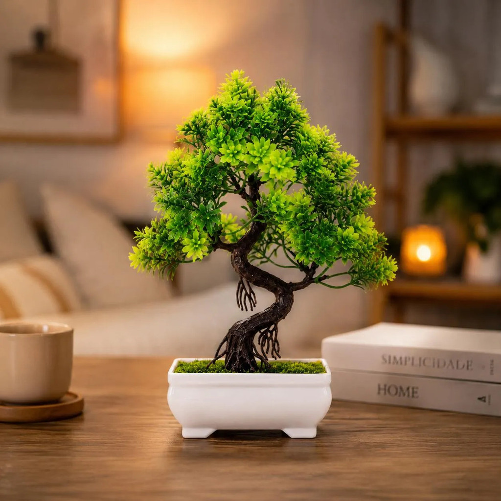Plantas artificial Japonês decoração Bonsai Realista Com Vaso Enfeite Decorativa