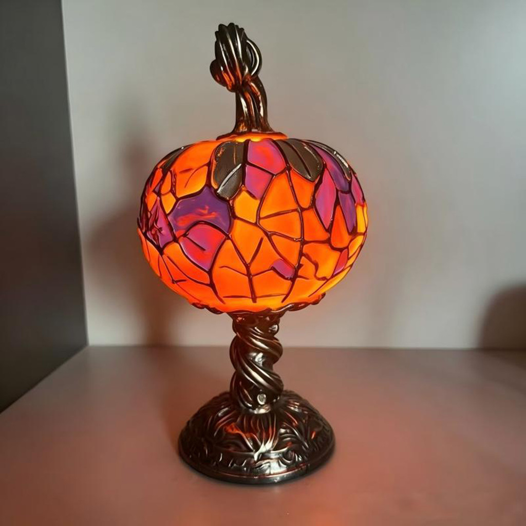 Lâmpada De Chapéu De Bruxa Estilo Vitral , Luz Noturna De Decoração De Mesa De Halloween Vintage , Destaque De Feiticeir