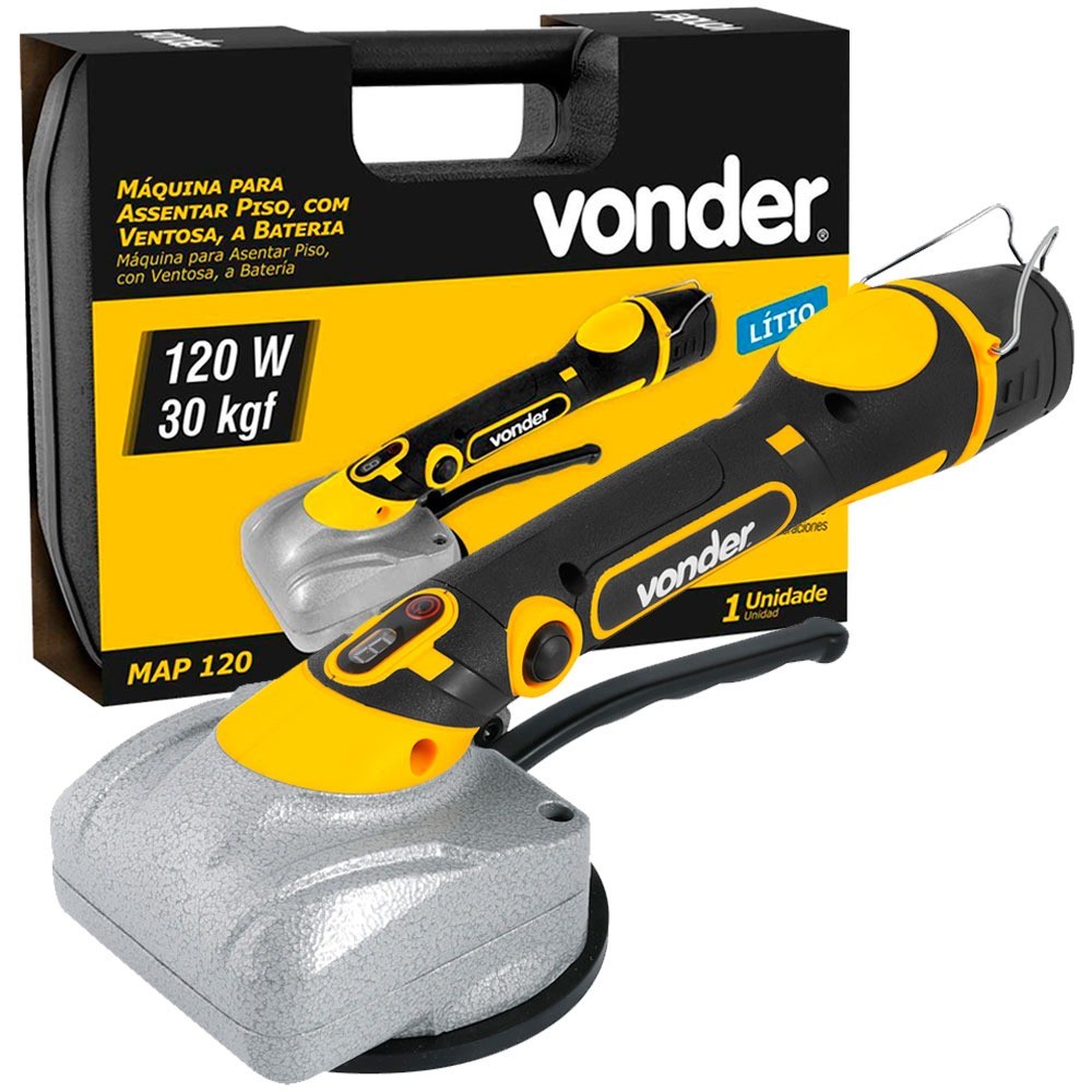Máquina para assentar piso com ventosa a bateria 12V com maleta - MAP 120 - Vonder
