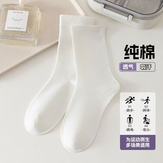 Xinjiang meias de algodão femininas tubo médio primavera verão desodorante antibacteriano Anti-Pilling pilha branca resp