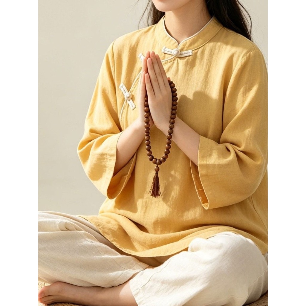 Roupas de meditação femininas roupas de chá Zen camisa meditação curador roupas camada chinesa Tai Chi roupas terno femi