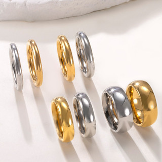 Venda Quente Anel De Aço Inoxidável 3/4/6/8mm Bola Externa Interna Suave Banda Lisa Moda Joias Titânio