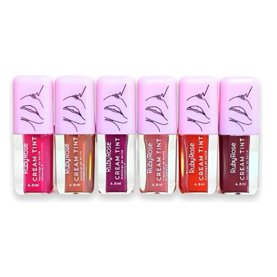 Cream Tint Multifuncional Ruby Rose 3 em 1 - Blush, Batom e Sombra com Ácido Hialurônico e Alta Fixação
