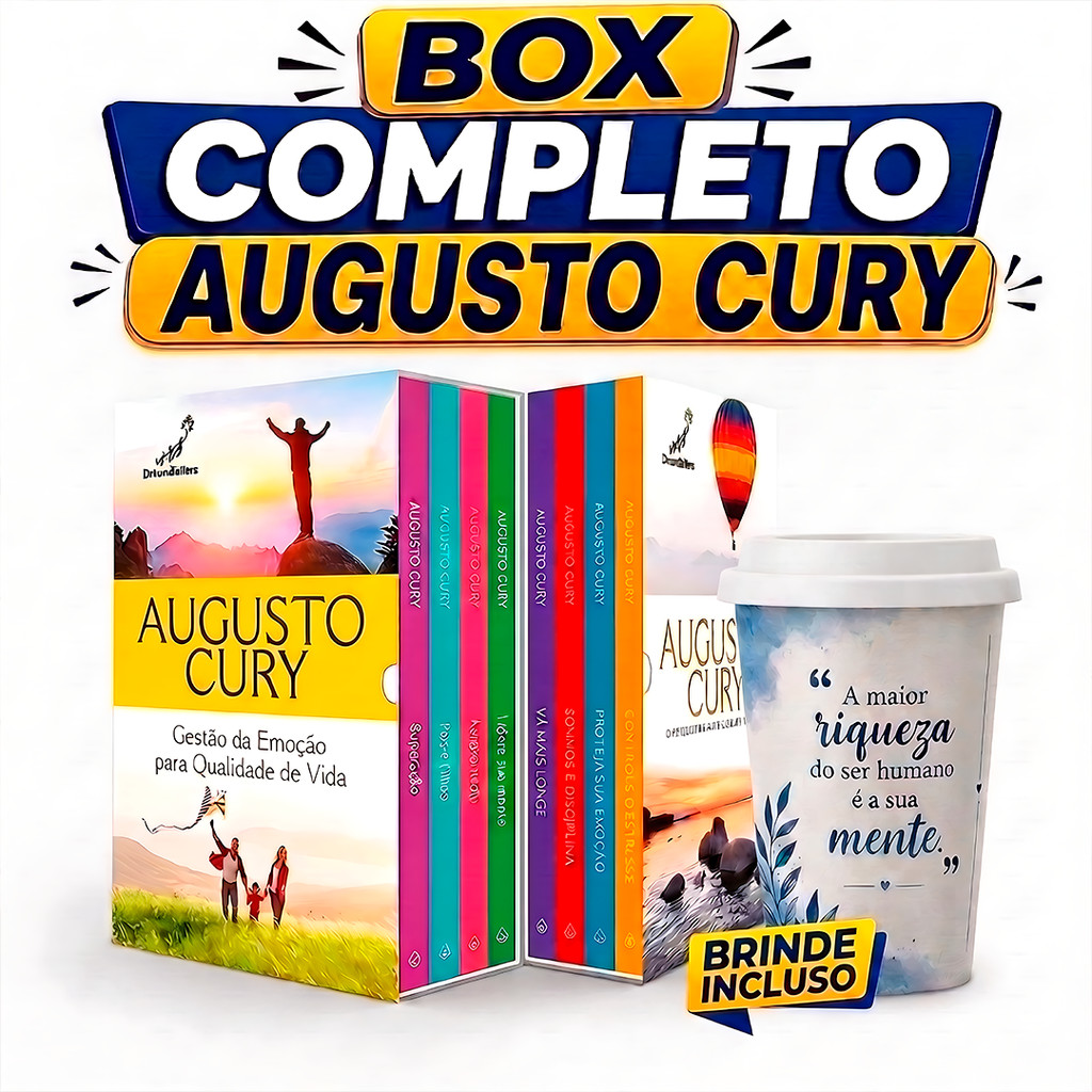 Kit Completo 8 livros Augusto Cury + Copo - Psiquiatra Mais Lido do Mundo