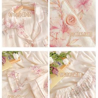 Nuvem pijamas de algodão feminino primavera outono manga comprida pijamas femininos 25 outono inverno lapela tamanho gra