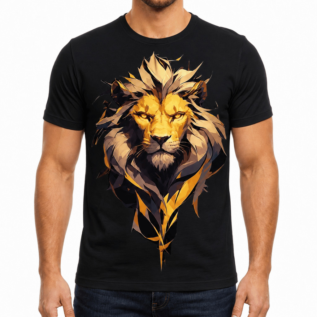 Camiseta Masculina Leão Guerreiro Estampada 100% Algodão