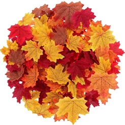 50/100/200 peças folhas de bordo artificiais folhas de seda de outono, adequadas para ação de graças, dia das bruxas, na