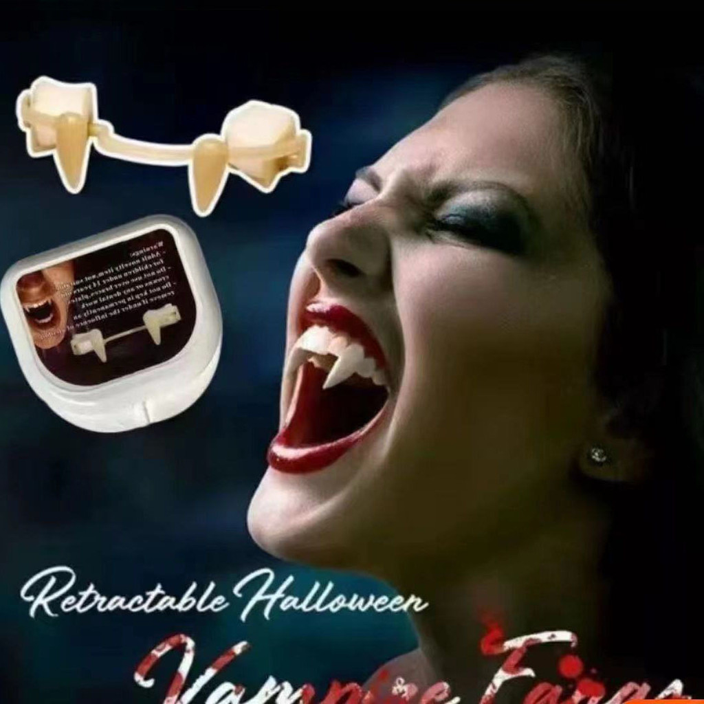 Dentes de vampiro e zumbi de Halloween, acessórios para festas à fantasia, dentes falsos ensanguentados para festas 5SX7
