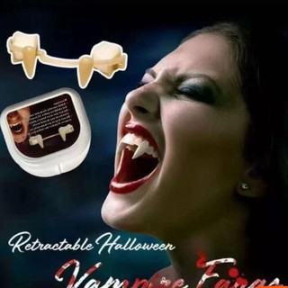 Dentes de vampiro e zumbi de Halloween, acessórios para festas à fantasia, dentes falsos ensanguentados para festas 5SX7