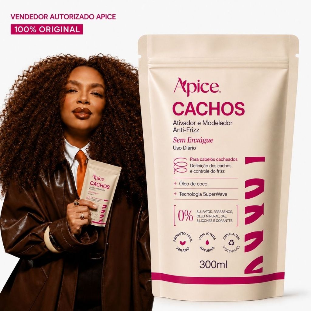 Ativador e Modelador Anti-Frizz Cachos Ápice Refil 300g | Escolha 1, 2 ou 3 Unidades
