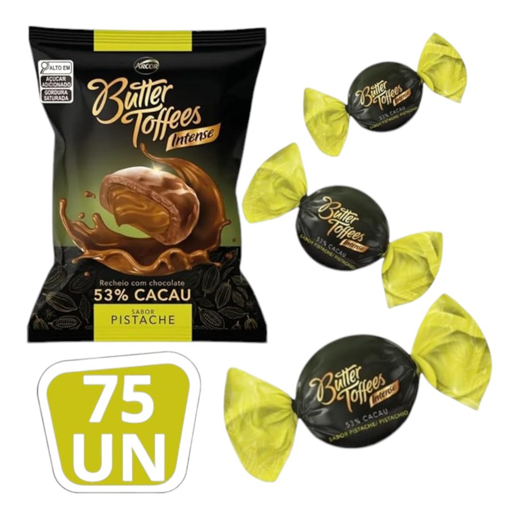 Bala Mastigável Butter Intense 53% Cacau Pistache Arcor 400g · foto 2
