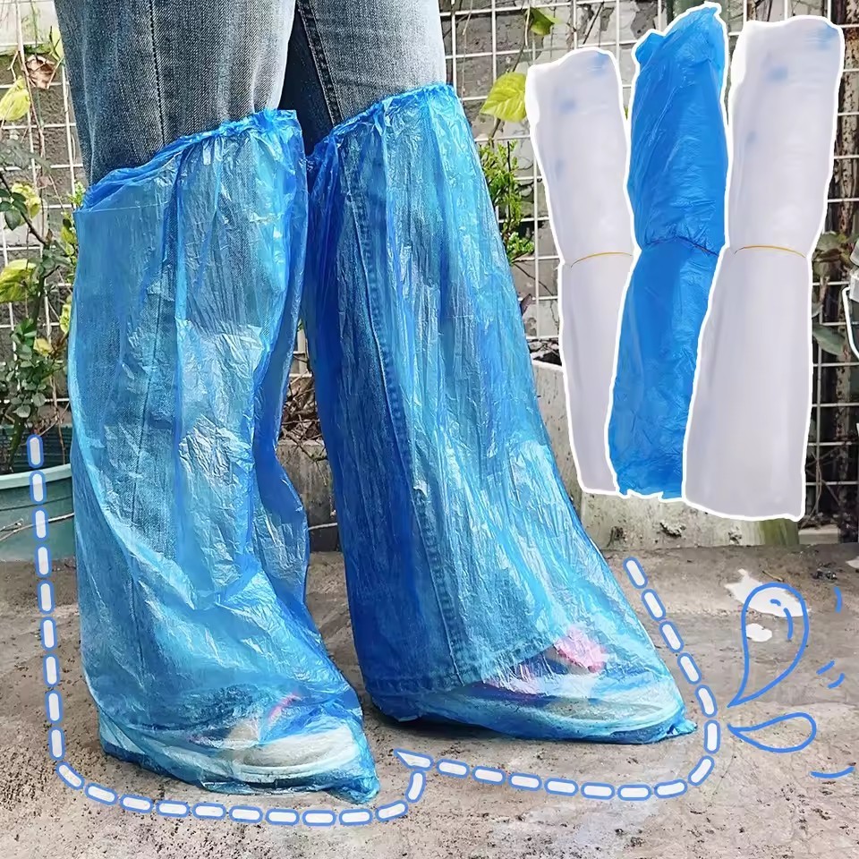 10-50 Pces Capas Descartáveis Para Sapatos Azul Plástico Transparente Ao Ar Livre À Prova De Chuva Grosso Resistente Des