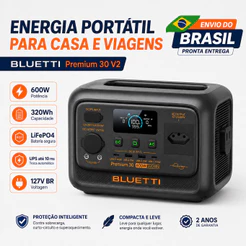 Premium 30 V2 Estação de Energia Portátil 600W 320Wh 220V LiFePO4 UPS Gerador Solar para Camping Viagem Emergência