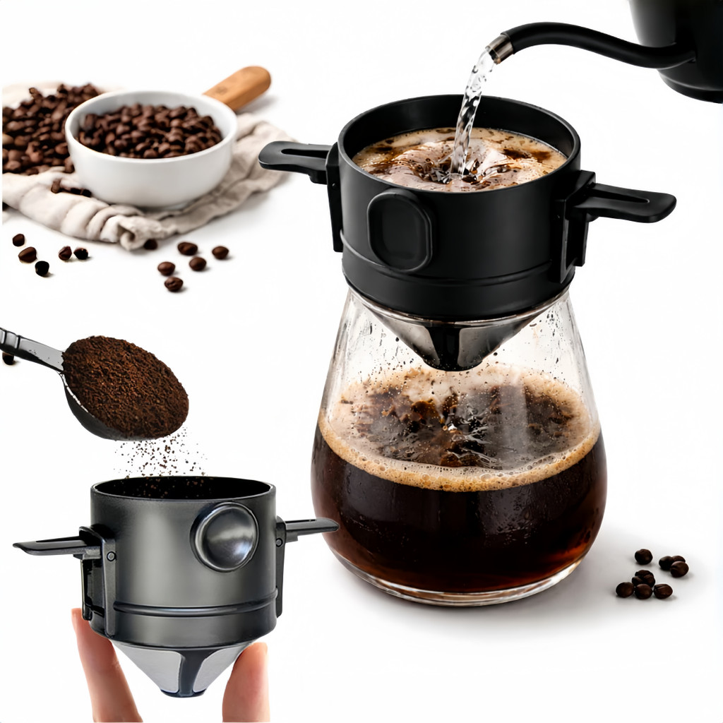 Mini Coador de Café e Chá Aço Inox Reutilizável Sem Papel Portátil Fácil de Limpar para Viagem Casa Camping