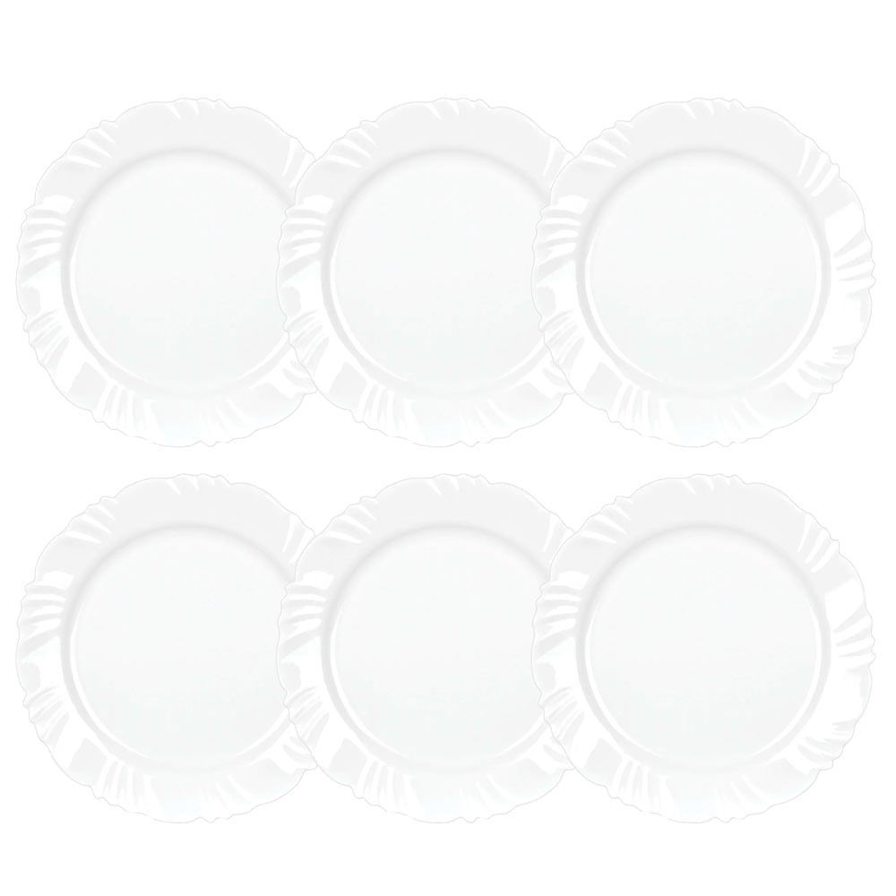 Kit 6 Pratos Rasos Nadir Figueiredo Pétala Vidro Floral Branco 25cm · foto 2