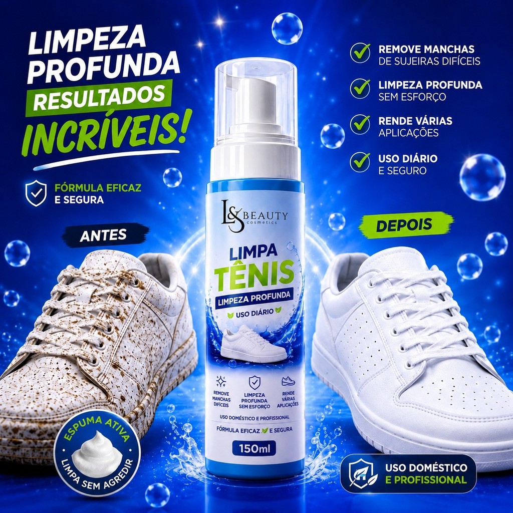 Limpa Tênis Espuma Limpeza Profunda - 150ml Envio Imediato