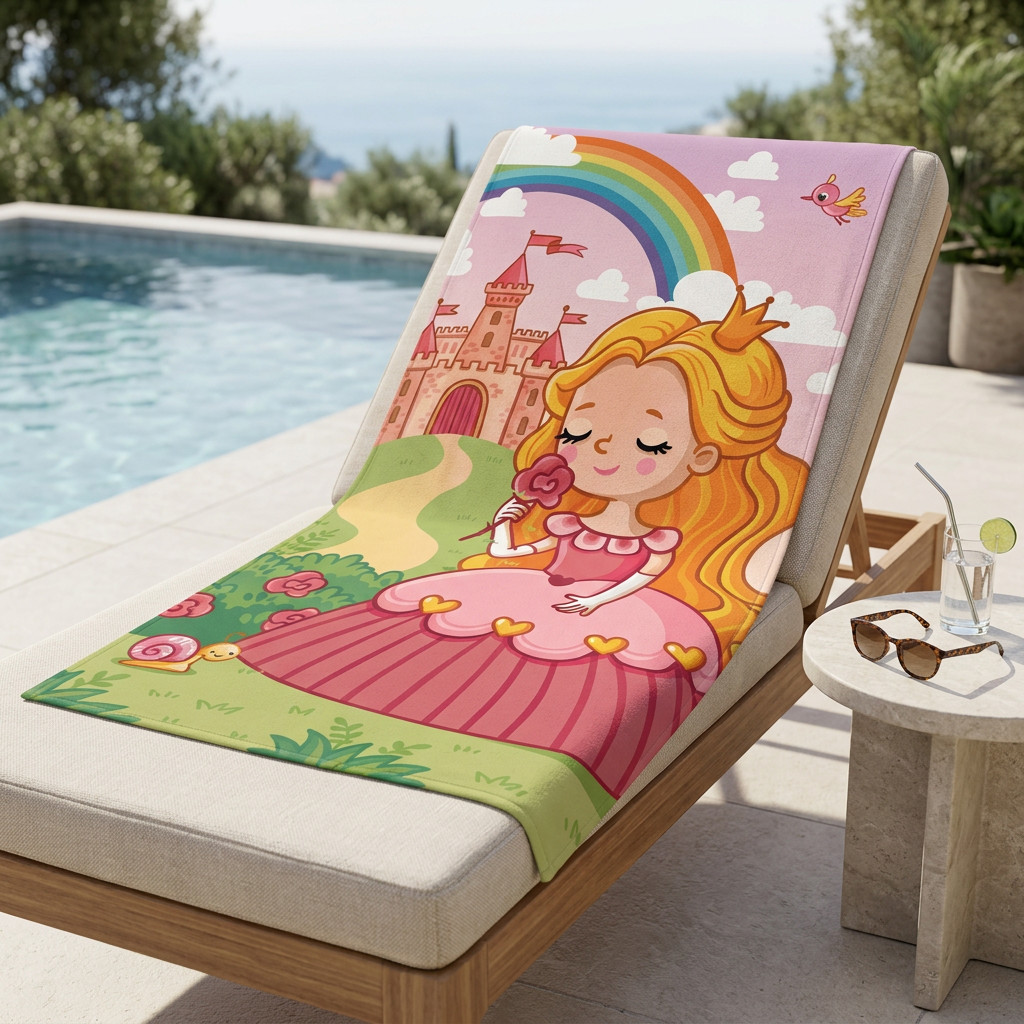 Toalha Infantil Gigante Banho e Praia Algodão Estampada Princesa Fundo do Mar Unicórnio Espaço